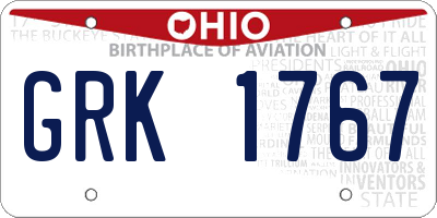 OH license plate GRK1767