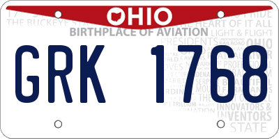 OH license plate GRK1768