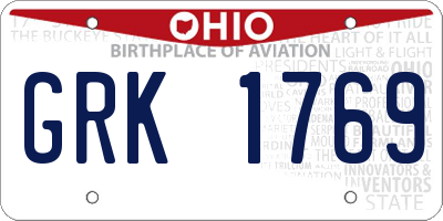 OH license plate GRK1769