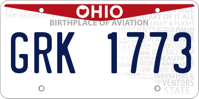 OH license plate GRK1773