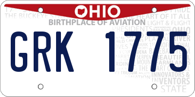 OH license plate GRK1775