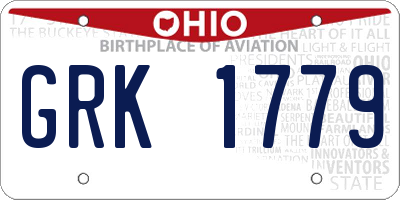 OH license plate GRK1779