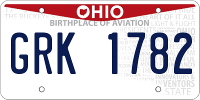 OH license plate GRK1782