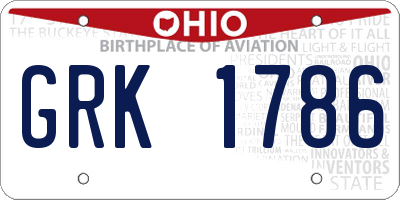 OH license plate GRK1786