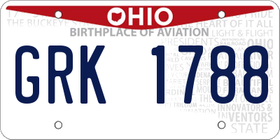 OH license plate GRK1788