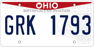 OH license plate GRK1793