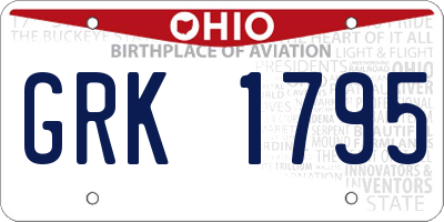 OH license plate GRK1795