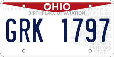 OH license plate GRK1797