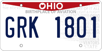 OH license plate GRK1801