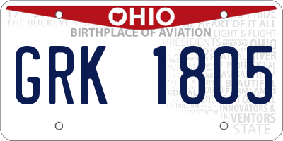 OH license plate GRK1805