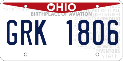 OH license plate GRK1806