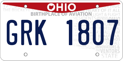 OH license plate GRK1807