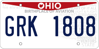 OH license plate GRK1808