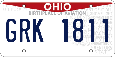 OH license plate GRK1811