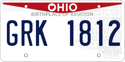 OH license plate GRK1812