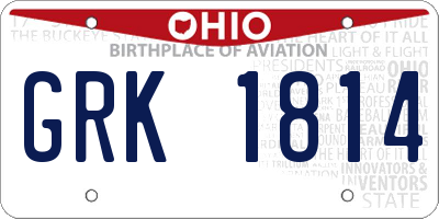 OH license plate GRK1814