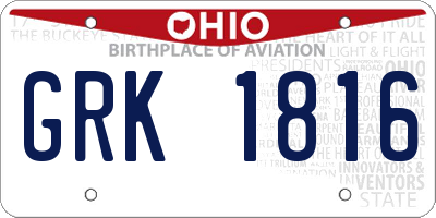 OH license plate GRK1816