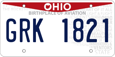 OH license plate GRK1821