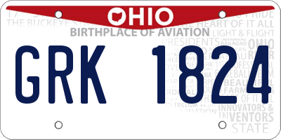 OH license plate GRK1824