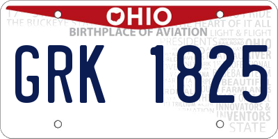 OH license plate GRK1825