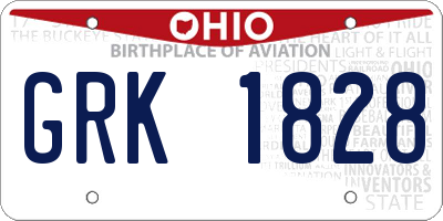 OH license plate GRK1828