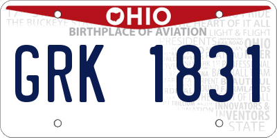 OH license plate GRK1831