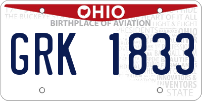 OH license plate GRK1833