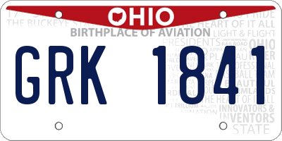 OH license plate GRK1841