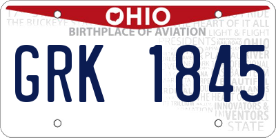 OH license plate GRK1845