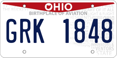 OH license plate GRK1848