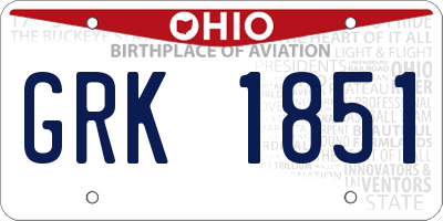 OH license plate GRK1851