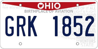 OH license plate GRK1852