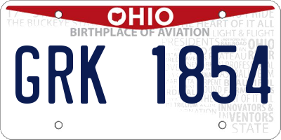 OH license plate GRK1854