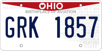 OH license plate GRK1857