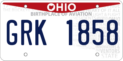 OH license plate GRK1858