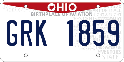 OH license plate GRK1859