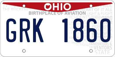 OH license plate GRK1860