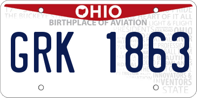 OH license plate GRK1863