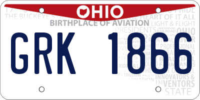 OH license plate GRK1866