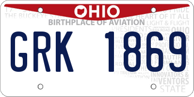 OH license plate GRK1869
