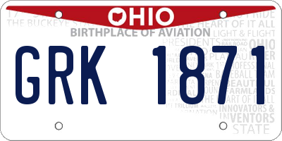 OH license plate GRK1871