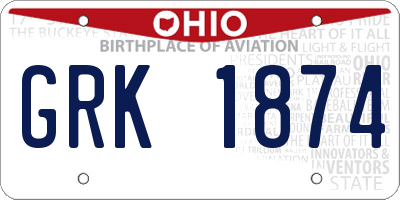 OH license plate GRK1874