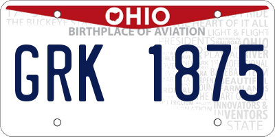 OH license plate GRK1875