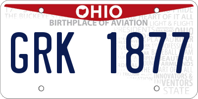 OH license plate GRK1877
