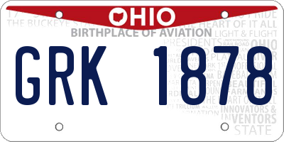 OH license plate GRK1878