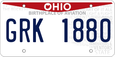 OH license plate GRK1880