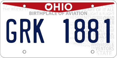 OH license plate GRK1881