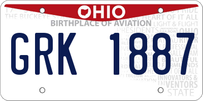 OH license plate GRK1887