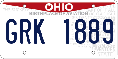 OH license plate GRK1889