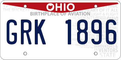 OH license plate GRK1896